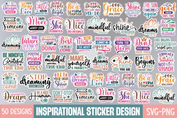 Download Inspirational Quotes Sticker Svg Bundle, - Inspirational Collection