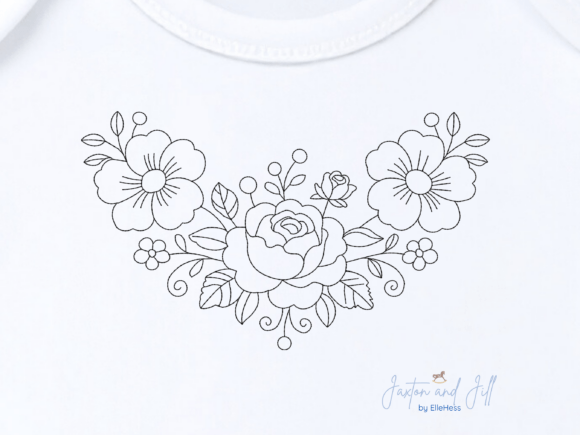 Download Blackwork Simple Rose Embroidery Border - Blackwork Collection